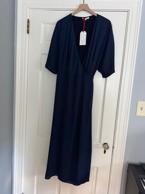 Elegant Navy Wrap Maxi Dress by Standards & Practices